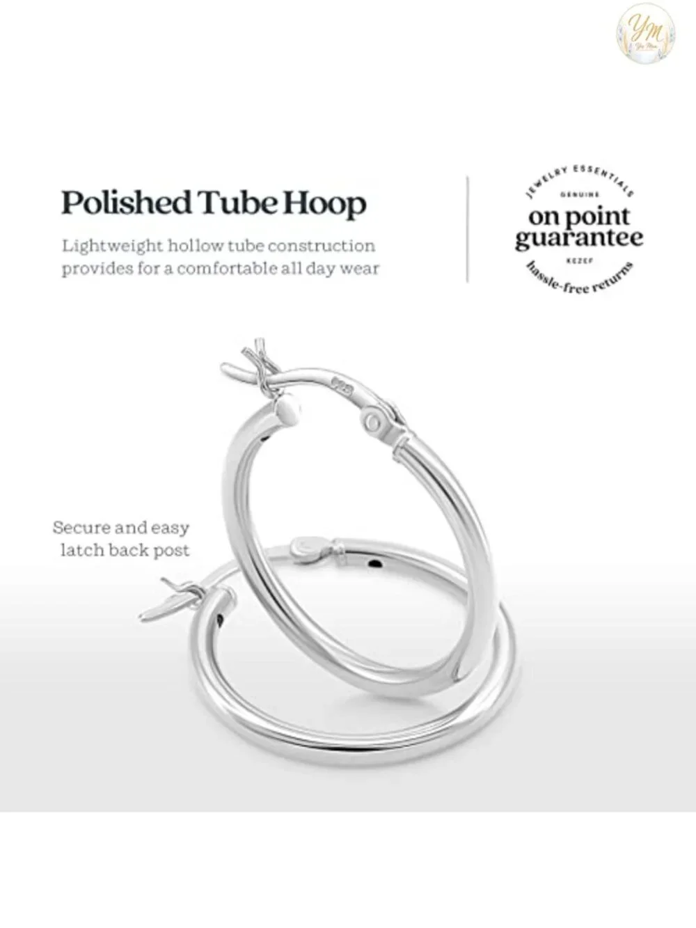 925 Sterling Silver Hoop Earrings for Women, 10mm to 50mm